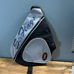 SIX FLAGS  UNISEX ADULTS BACKPACK SHOULDER CROSSBODY BLACK AND GRAY